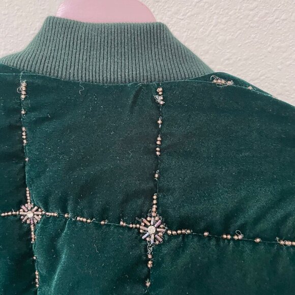 Kith Beaded Velvet Clay Bomber Jacket Stadium Green Size S - Picture 8 of 10